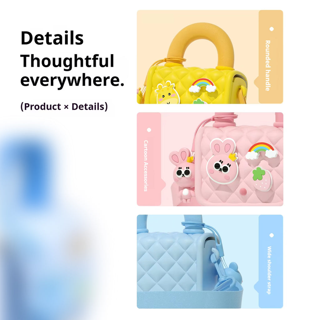 Cute Cartoon Kids Handbag – Rainbow Style Silicone Shoulder Bag for Girls