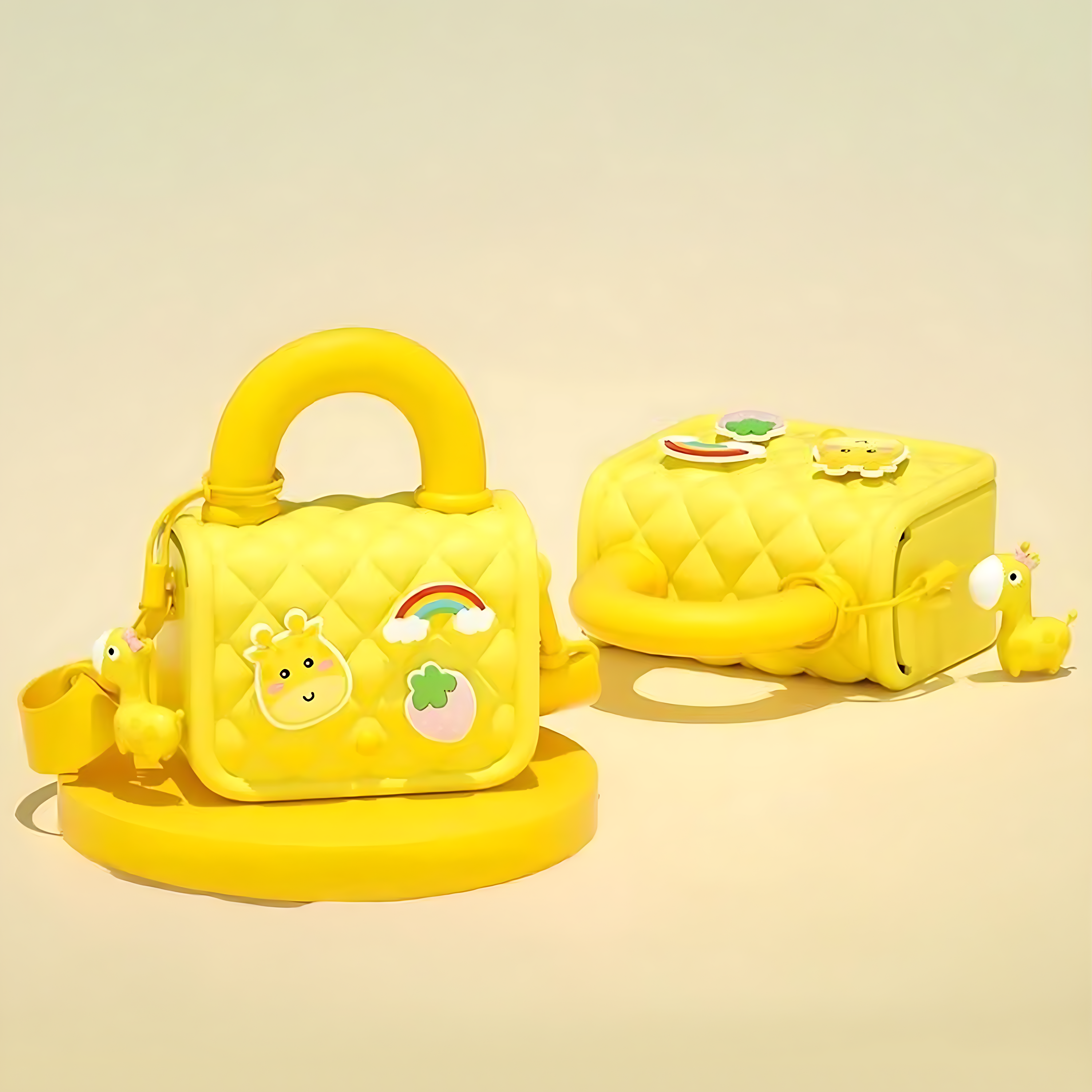 Cute Cartoon Kids Handbag – Rainbow Style Silicone Shoulder Bag for Girls