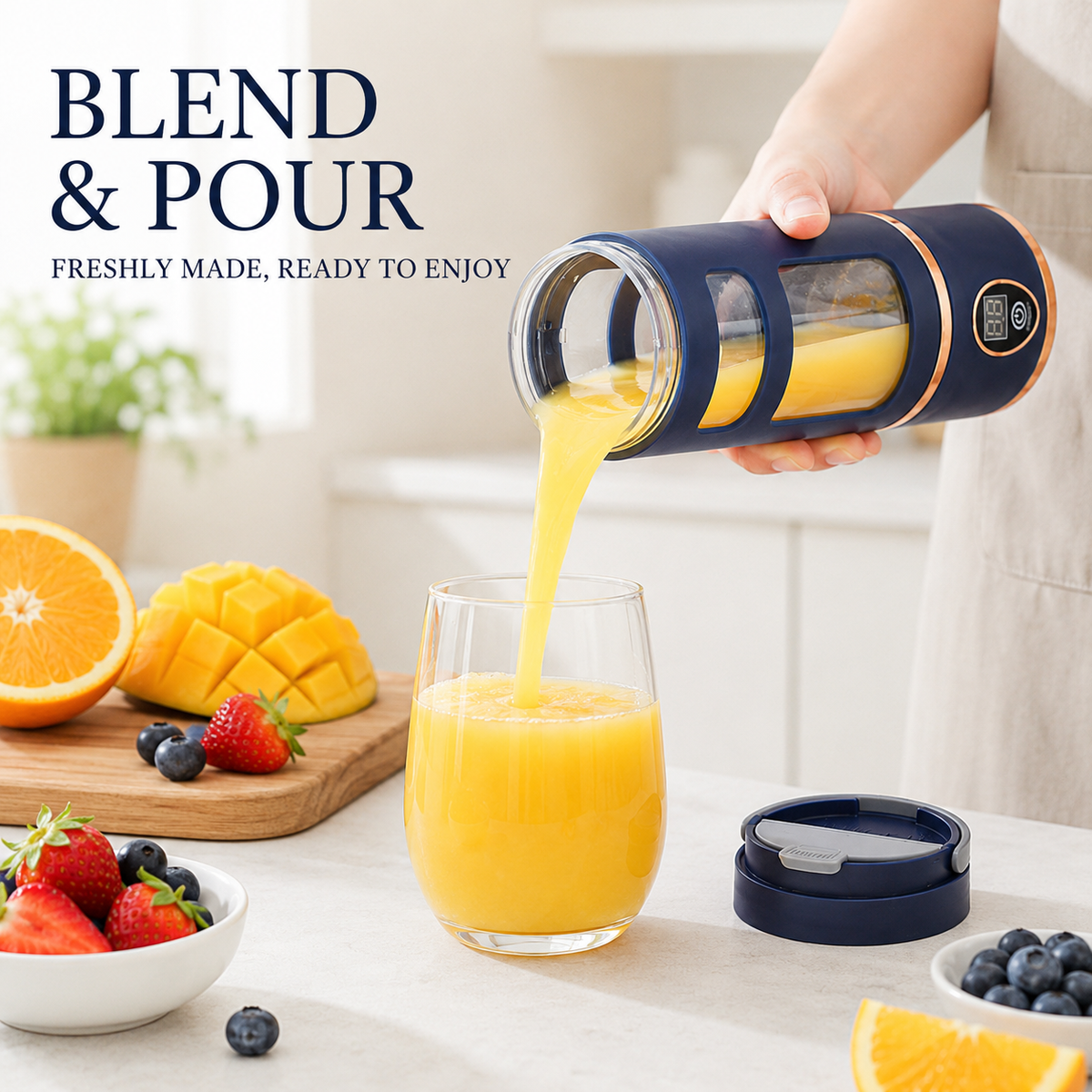 Portable Blender 450ml Rechargeable with Digital Display