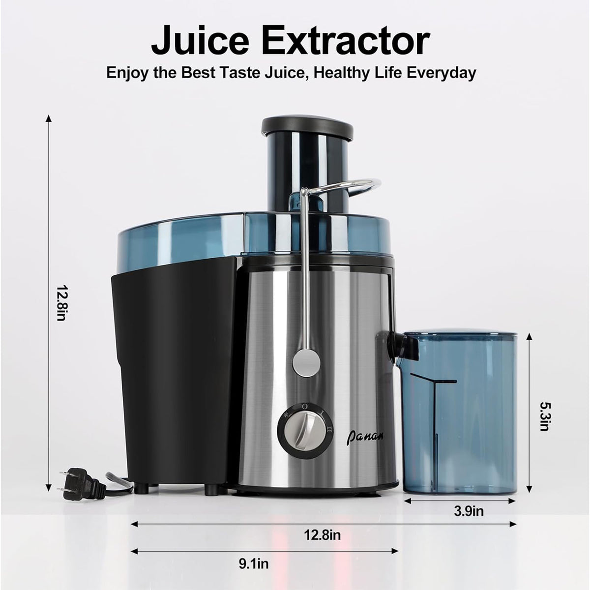 450W Juice Extractor Machine, 2-Speed Centrifugal Juicer for Whole Fruits and Vegetables, Easy to Clean with Pulp Collector and 3" Feed Port, Stainless Steel Filter