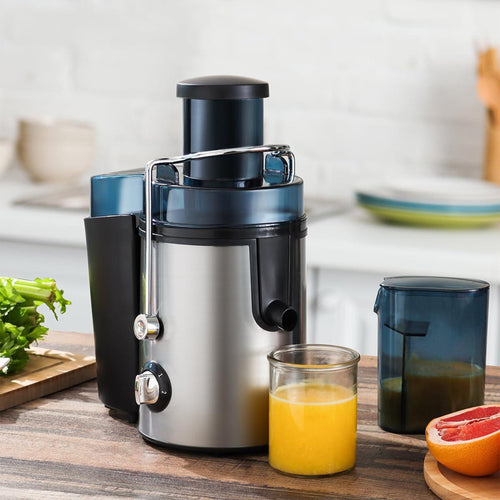450W Juice Extractor Machine, 2-Speed Centrifugal Juicer for Whole Fruits and Vegetables, Easy to Clean with Pulp Collector and 3" Feed Port, Stainless Steel Filter