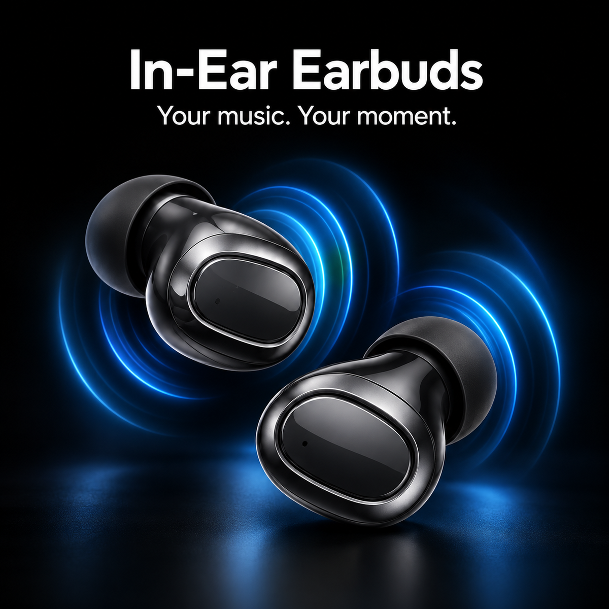 Wireless Earbuds Set with Charging Case, 3 Pairs – Stem, In-Ear and Clip-On Earphones, Black