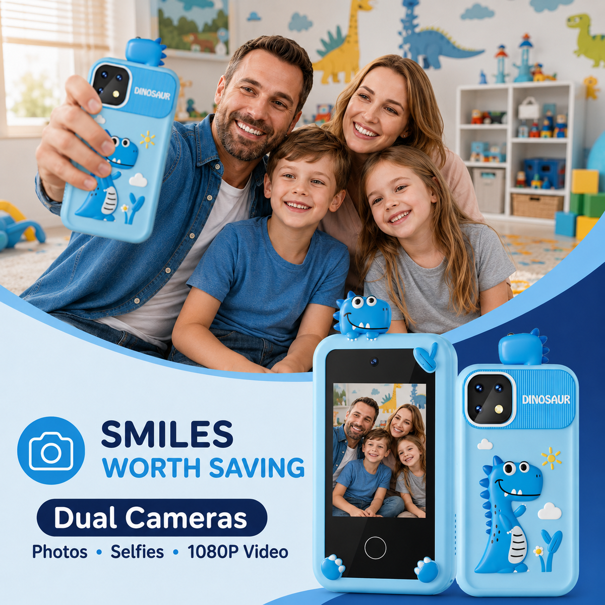 Kids Phone Toy with Dual Camera, Music & Interactive Learning Games
