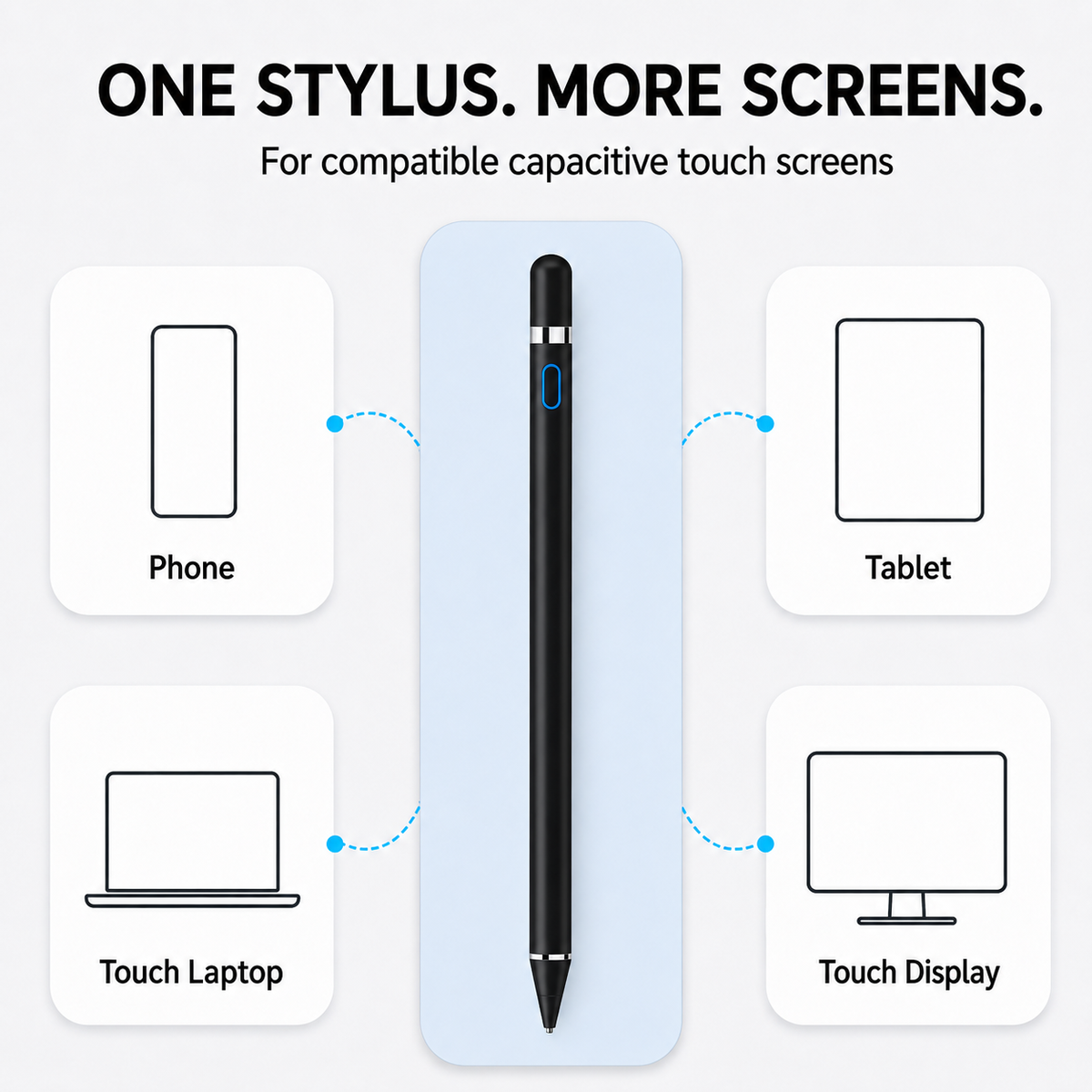 Rechargeable Active Stylus Pen for Touch Screens, 8-10H Use