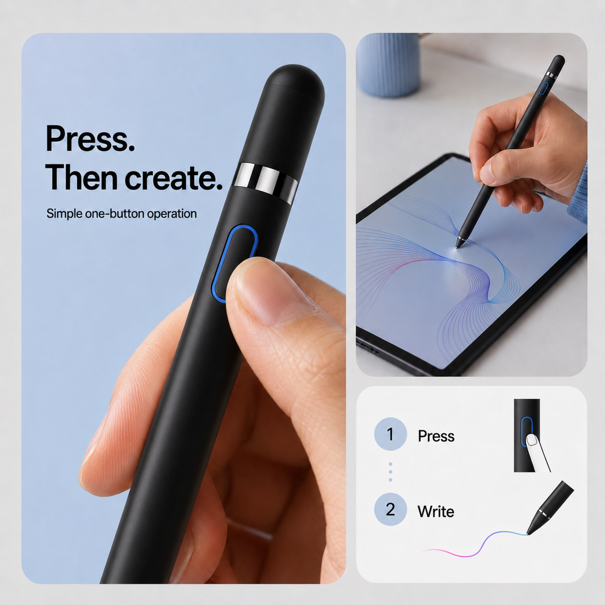 Rechargeable Active Stylus Pen for Touch Screens, 8-10H Use