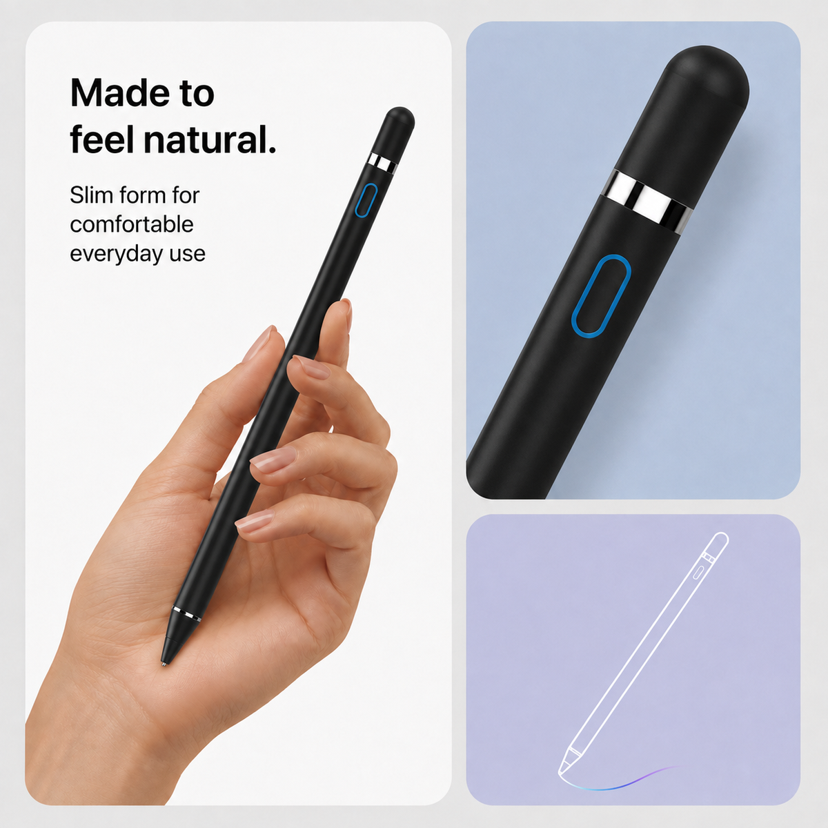 Rechargeable Active Stylus Pen for Touch Screens, 8-10H Use