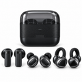 Wireless Earbuds Set with Charging Case, 3 Pairs – Stem, In-Ear and Clip-On Earphones, Black