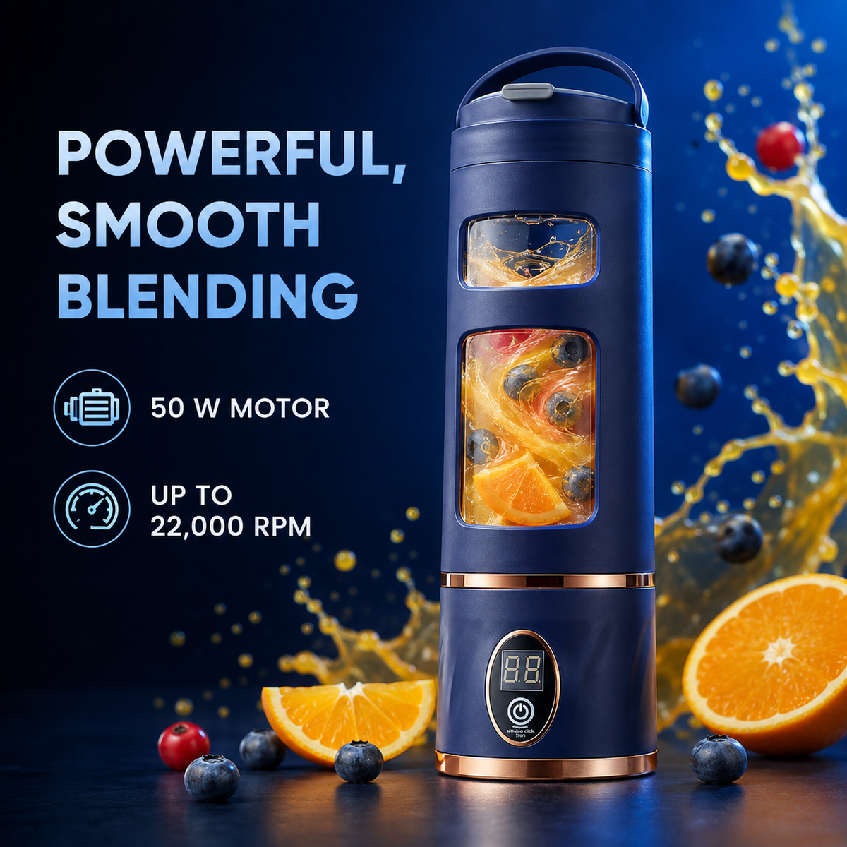 Portable Blender 450ml Rechargeable with Digital Display