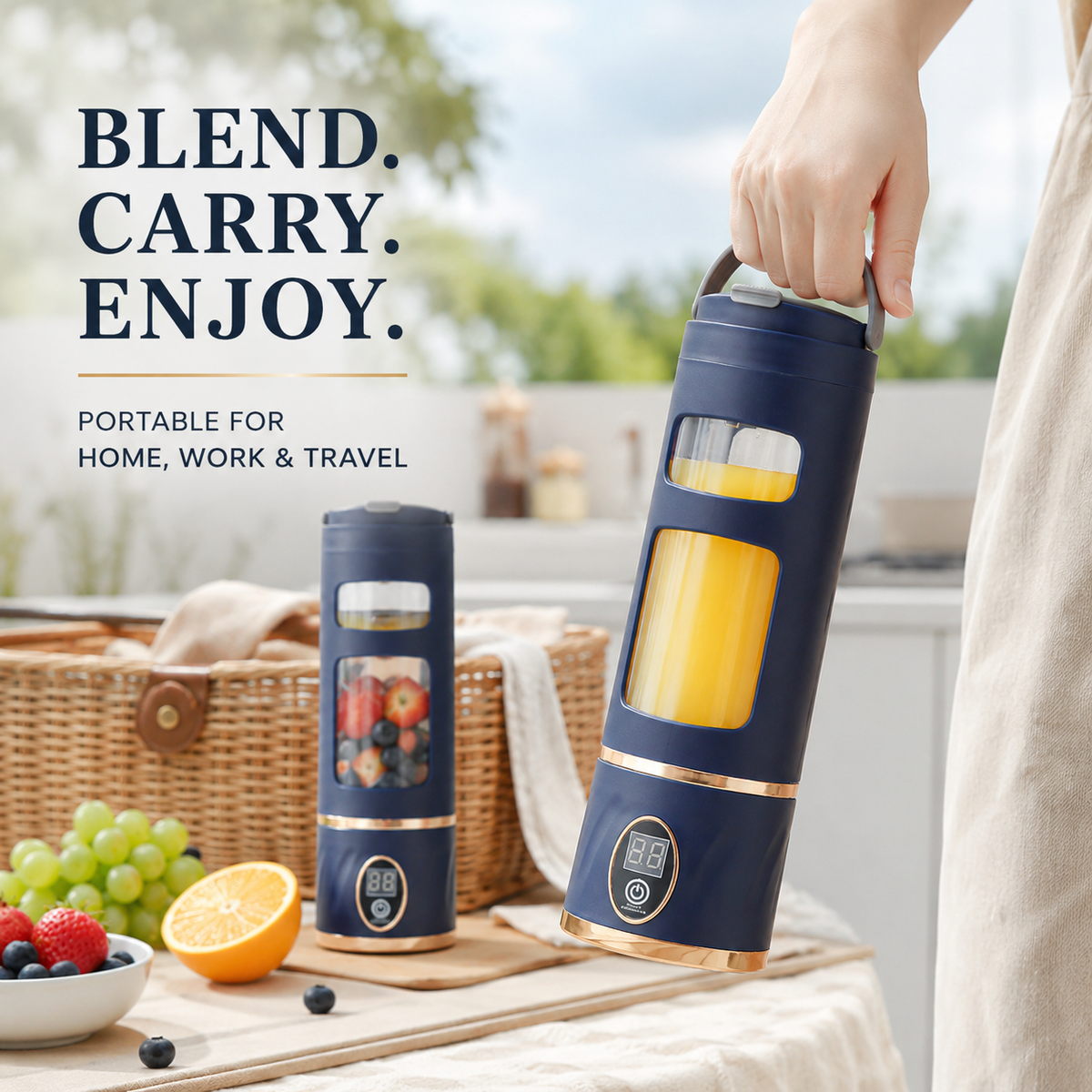 Portable Blender 450ml Rechargeable with Digital Display