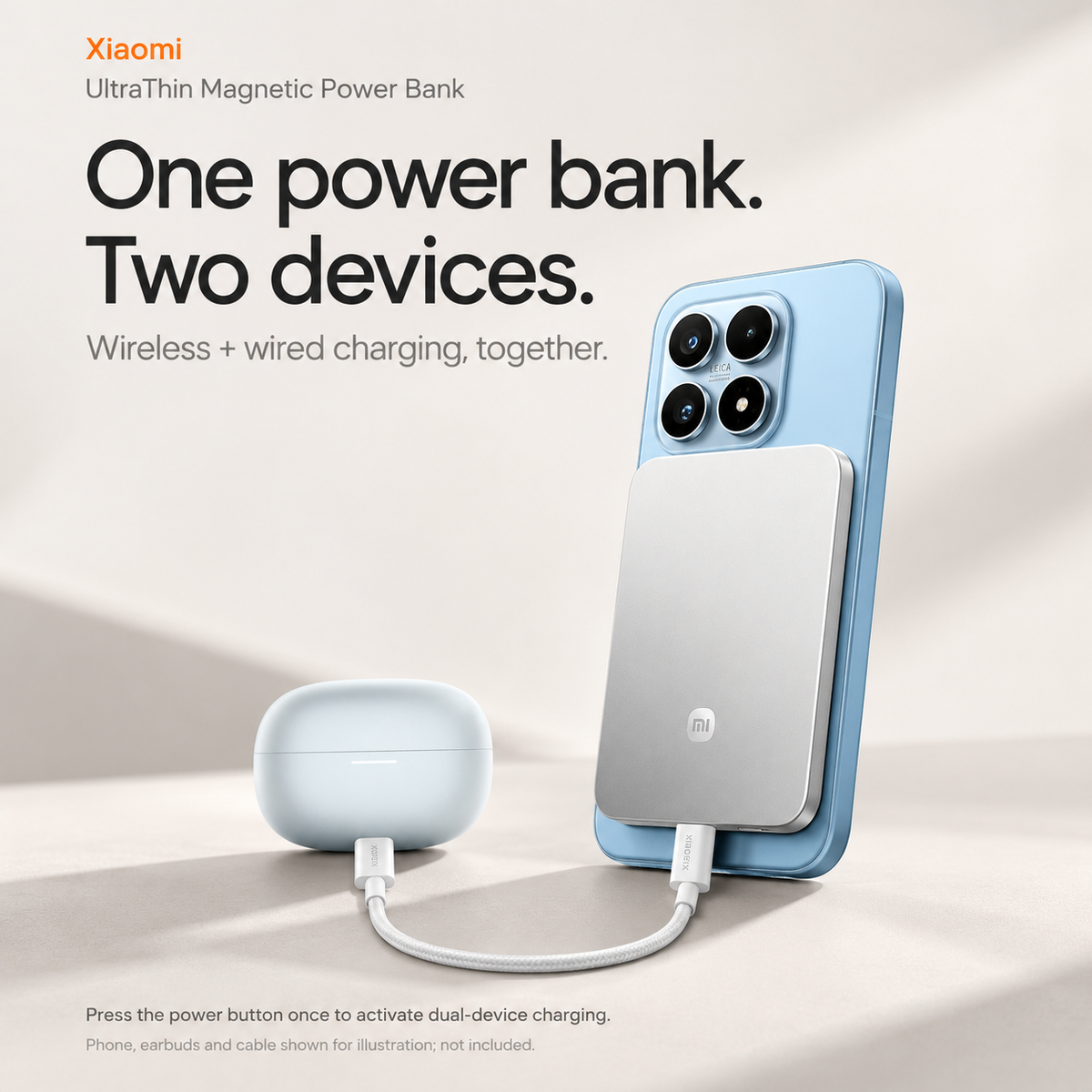 Xiaomi UltraThin Magnetic Power Bank 5000mAh – 15W Wireless & 22.5W USB-C Fast Charging