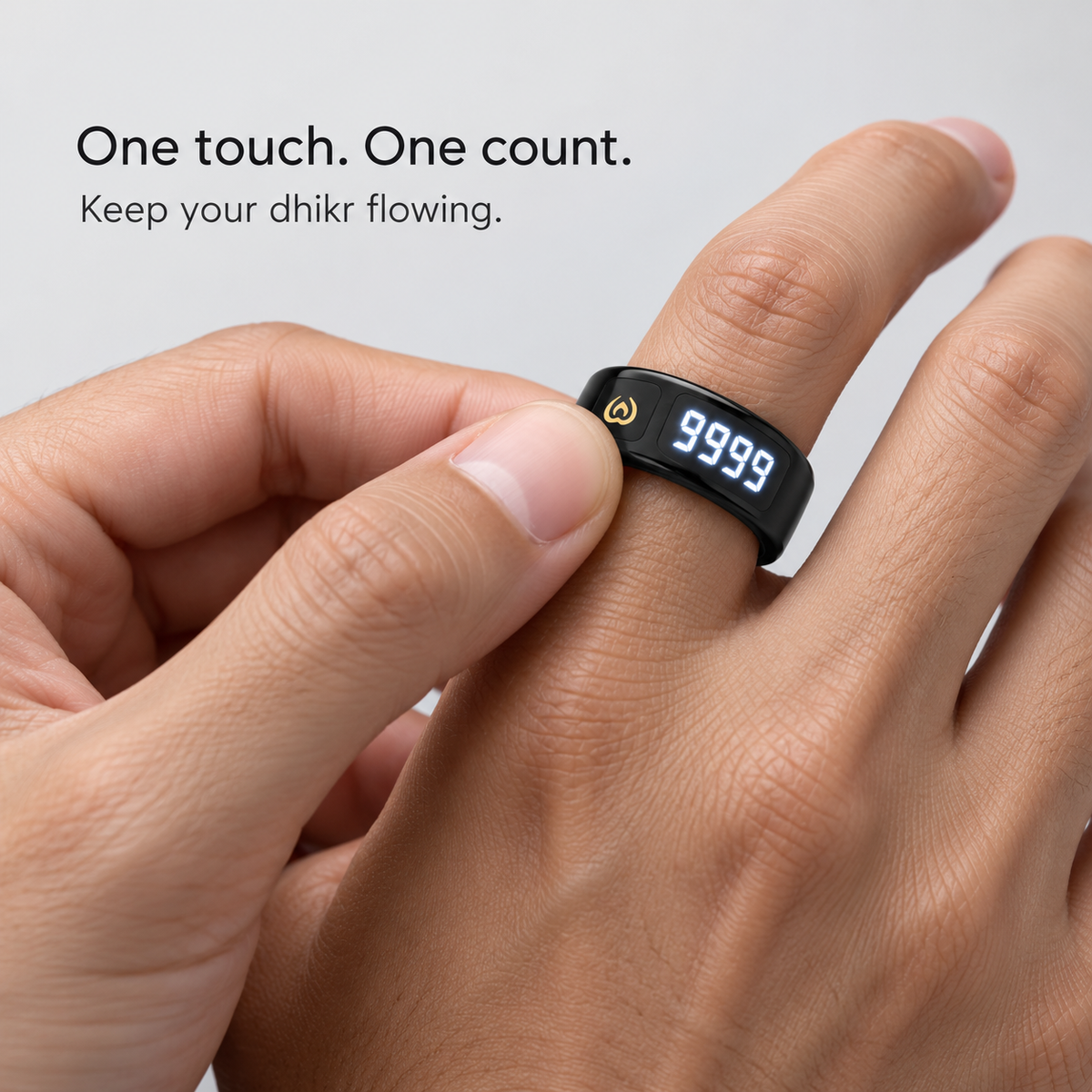 Smart Zikr Ring – Digital Tasbeeh Counter with Prayer Reminders & App Control