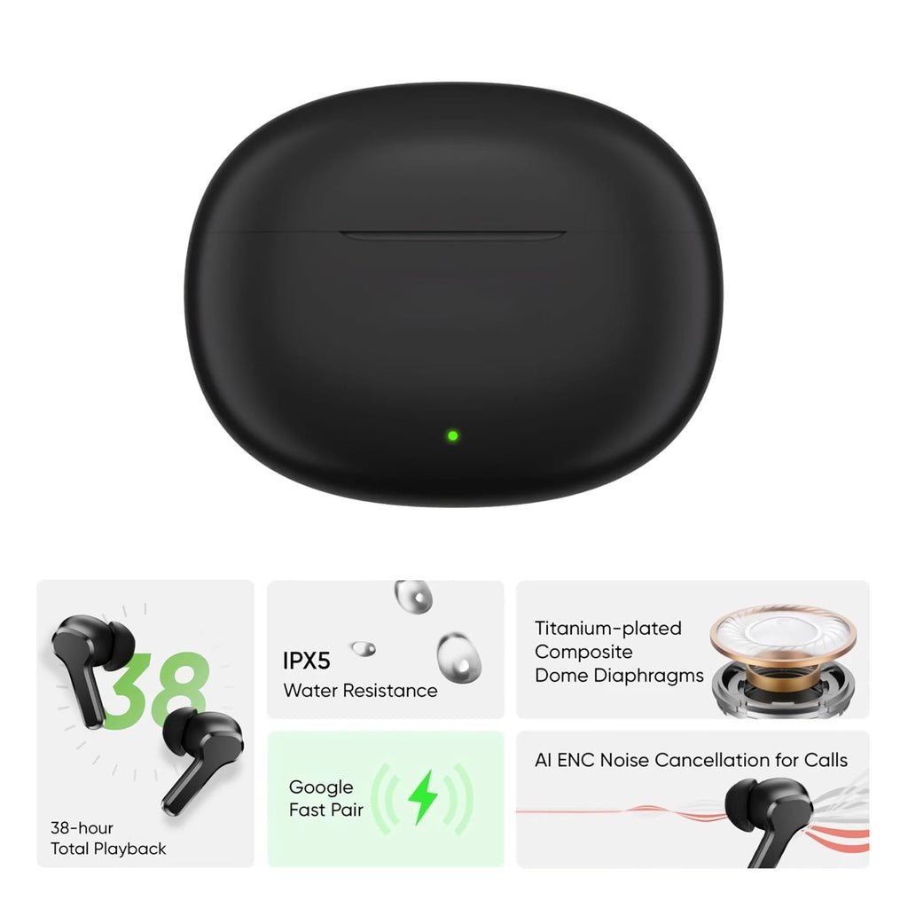 Buds T110 Bluetooth 5.4 Wireless Earbuds, 88ms Ultra Low Latency Gaming Mode, AI ENC Noise Cancelling for Calls, 38H Total Playtime, Deep Bass Stereo Sound, Headphones for iPhone/Samsung/Android