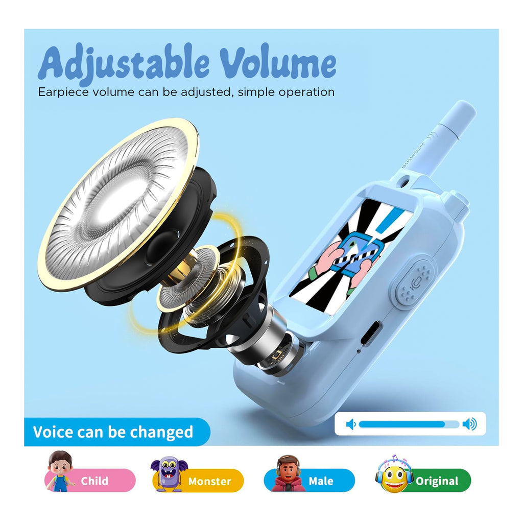 Kids Video Walkie Talkie Toy (2-Pack) with 2-Inch Screen and Fun Voice Changing Function for Boys & Girls