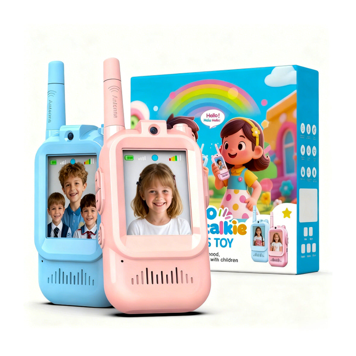 Kids Video Walkie Talkie Toy (2-Pack) with 2-Inch Screen and Fun Voice Changing Function for Boys & Girls